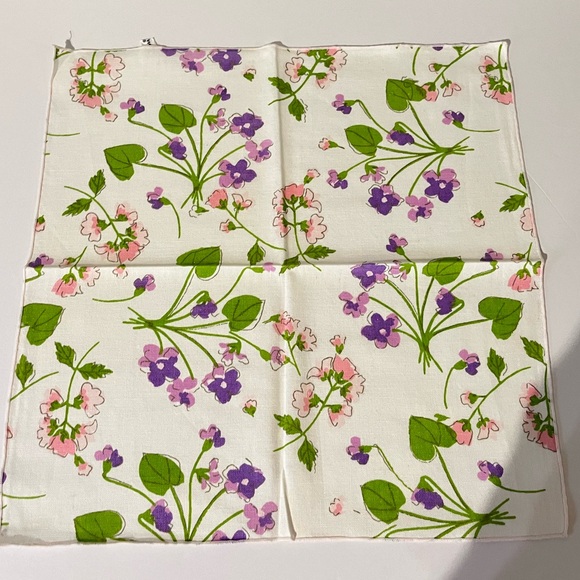 Vintage Vera Neumann Floral Napkin Cotton Linens Set Vintage MCM Flower 70s 60s - Picture 15 of 15